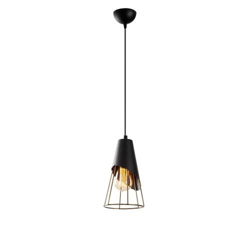 Industrial chandelier, black metal body, 17 cm diameter x 124 cm height | Adjustable height, E27 socket (max. 40W) | Stylish lighting for modern homes, dining rooms and offices, IP20 rating