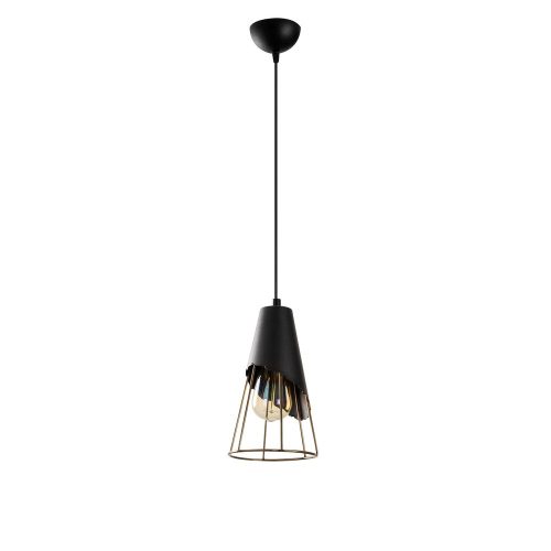 Industrial chandelier, black metal body, 17 cm diameter x 124 cm height | Adjustable height, E27 socket (max. 40W) | Stylish lighting for modern homes, dining rooms and offices, IP20 rating