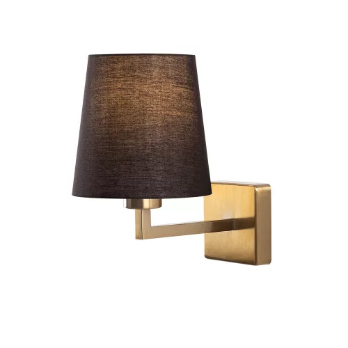 Modern wall lamp with metal housing and fabric cap, gold and black, 18 x 24 cm | Height: 30 cm, E27 Socket Max 40W | Stylish Scandinavian design for charming interior design and ambient lighting