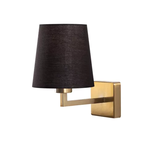 Modern wall lamp with metal housing and fabric cap, gold and black, 18 x 24 cm | Height: 30 cm, E27 Socket Max 40W | Stylish Scandinavian design for charming interior design and ambient lighting