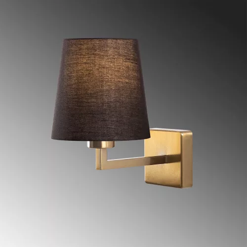 Modern wall lamp with metal housing and fabric cap, gold and black, 18 x 24 cm | Height: 30 cm, E27 Socket Max 40W | Stylish Scandinavian design for charming interior design and ambient lighting