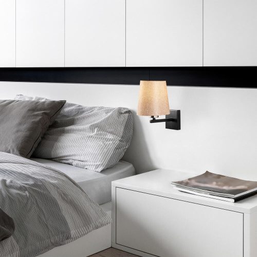 Modern Black Wall Lamp, MDF Body, 60 x 12 x 33 cm, E27 Socket (Max 40W), IP20, Pluggable, Laser-Cut Design, Stylish & Functional Lighting for Any Space