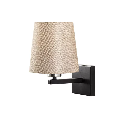 Scandinavian wall lamp, iron body fabric with cap, 18 x 24 cm, height 30 cm, E27 socket max. 40 W, IP20, elegant black, nickel and cream finish, perfect for modern home decor and ambient lighting