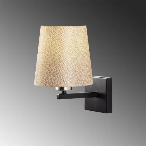 Scandinavian wall lamp, iron body fabric with cap, 18 x 24 cm, height 30 cm, E27 socket max. 40 W, IP20, elegant black, nickel and cream finish, perfect for modern home decor and ambient lighting