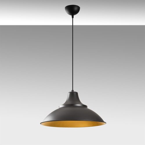 Modern industrial chandelier, black and gold, diameter 44 cm, height 121 cm | Adjustable height, E27 socket, IP20 | Perfect for Scandinavian and innovative decoration in home and office spaces