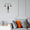 Modern Black Wall Lamp, MDF Body, 60 x 12 x 33 cm, E27 Socket (Max 40W), IP20, Pluggable, Laser-Cut Design, Stylish & Functional Lighting for Any Space