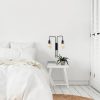 Modern Black Wall Lamp, MDF Body, 60 x 12 x 33 cm, E27 Socket (Max 40W), IP20, Pluggable, Laser-Cut Design, Stylish & Functional Lighting for Any Space