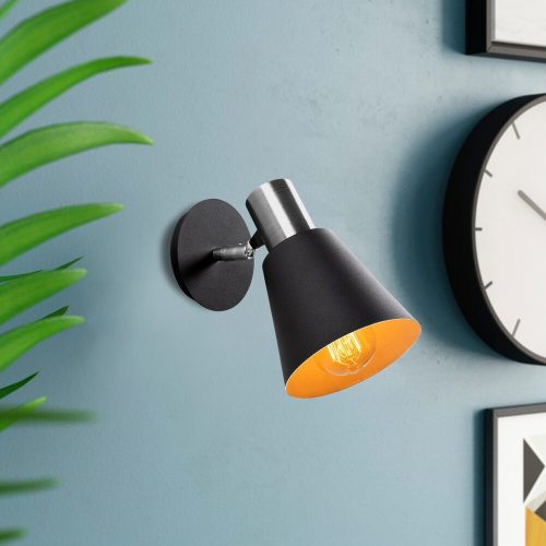 Modern Black Wall Lamp, MDF Body, 60 x 12 x 33 cm, E27 Socket (Max 40W), IP20, Pluggable, Laser-Cut Design, Stylish & Functional Lighting for Any Space