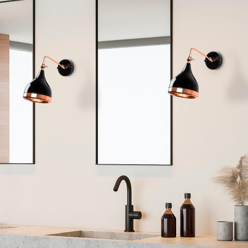 Modern Black Wall Lamp, MDF Body, 60 x 12 x 33 cm, E27 Socket (Max 40W), IP20, Pluggable, Laser-Cut Design, Stylish & Functional Lighting for Any Space