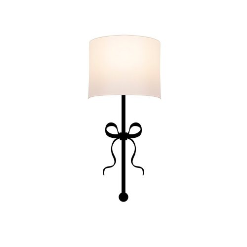 Modern wall lamp with metal housing and fabric cap, 15 x 28 cm, height 57 cm | E27 socket, max 40W, IP20 | Stylish black and white design for contemporary interior design and atmosphere