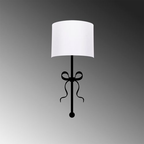 Modern wall lamp with metal housing and fabric cap, 15 x 28 cm, height 57 cm | E27 socket, max 40W, IP20 | Stylish black and white design for contemporary interior design and atmosphere