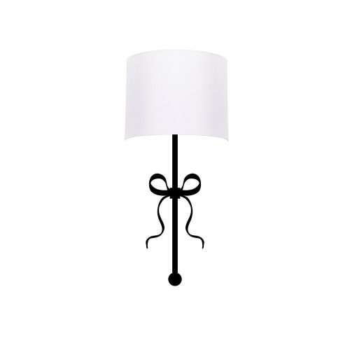 Modern wall lamp with metal housing and fabric cap, 15 x 28 cm, height 57 cm | E27 socket, max 40W, IP20 | Stylish black and white design for contemporary interior design and atmosphere