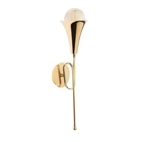 Elegant gold wall lamp, metal housing, height 52 cm | 13 x 15 cm cap, E27 Socket Max 40W | Modern Scandinavian design, perfect for Glam home decor | Includes setup instructions and how to connect the device