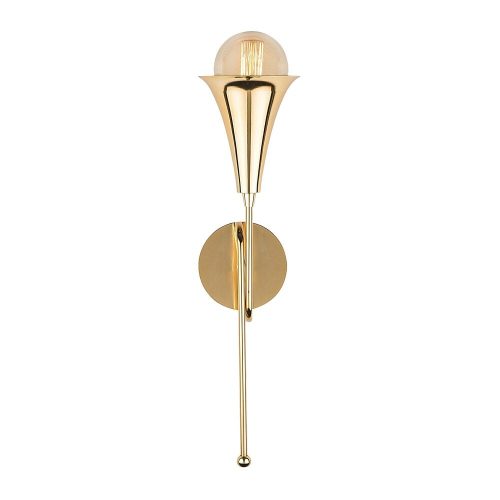Elegant gold wall lamp, metal housing, height 52 cm | 13 x 15 cm cap, E27 Socket Max 40W | Modern Scandinavian design, perfect for Glam home decor | Includes setup instructions and how to connect the device