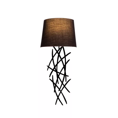 Modern industrial wall lamp, black iron body, 15 x 28 cm, height 72 cm, E27 socket Max 40W, IP20 | Stylish fabric cap, perfect for home and office decoration, unique solid color design