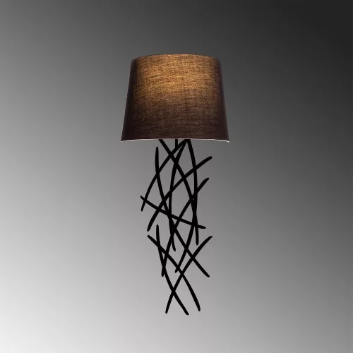 Modern industrial wall lamp, black iron body, 15 x 28 cm, height 72 cm, E27 socket Max 40W, IP20 | Stylish fabric cap, perfect for home and office decoration, unique solid color design