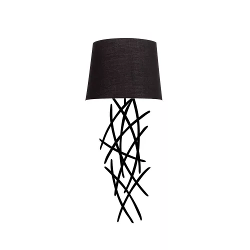 Modern industrial wall lamp, black iron body, 15 x 28 cm, height 72 cm, E27 socket Max 40W, IP20 | Stylish fabric cap, perfect for home and office decoration, unique solid color design