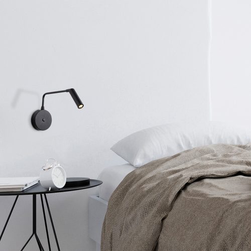 Modern black wall lamp, metal housing, 10 x 27 cm | Height: 15 cm, IP20, 1W LED 2700K Socket | Stylish industrial and Scandinavian design for home and office lighting
