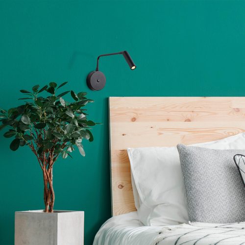 Modern black wall lamp, metal housing, 10 x 27 cm | Height: 15 cm, IP20, 1W LED 2700K Socket | Stylish industrial and Scandinavian design for home and office lighting