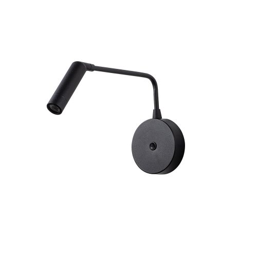 Modern black wall lamp, metal housing, 10 x 27 cm | Height: 15 cm, IP20, 1W LED 2700K Socket | Stylish industrial and Scandinavian design for home and office lighting