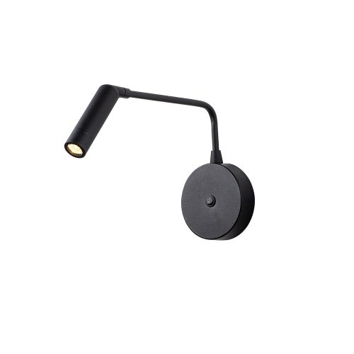 Modern black wall lamp, metal housing, 10 x 27 cm | Height: 15 cm, IP20, 1W LED 2700K Socket | Stylish industrial and Scandinavian design for home and office lighting