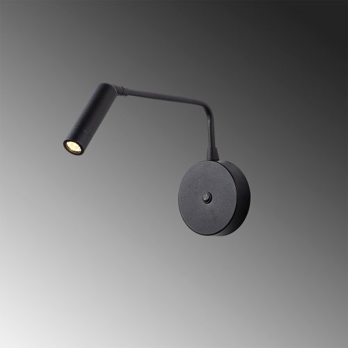 Modern black wall lamp, metal housing, 10 x 27 cm | Height: 15 cm, IP20, 1W LED 2700K Socket | Stylish industrial and Scandinavian design for home and office lighting