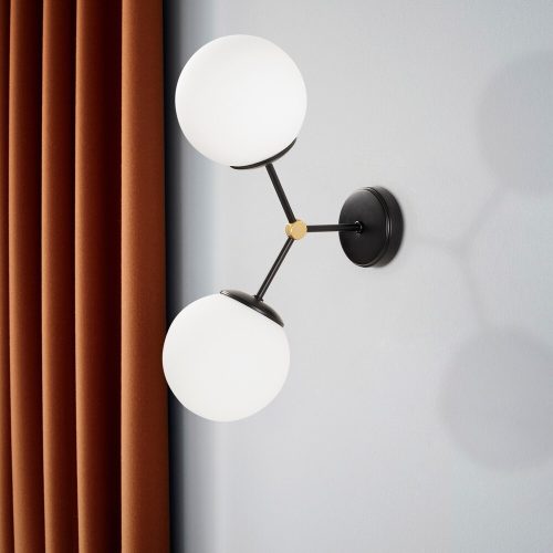 Modern Black Wall Lamp, MDF Body, 60 x 12 x 33 cm, E27 Socket (Max 40W), IP20, Pluggable, Laser-Cut Design, Stylish & Functional Lighting for Any Space