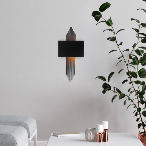 Modern black wall lamp, metal housing, 75 x 10 x 22 cm | E27 socket, max 40W, IP20 | Contains setup instructions | Stylish and functional lighting for home and office decoration