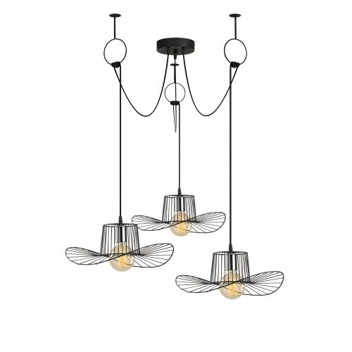 Modern black chandelier, diameter 118 cm, adjustable height, metal housing, 3 x E27 Max 40 W, IP20, includes installation instructions, elegant design for home and office lighting, perfect for any space