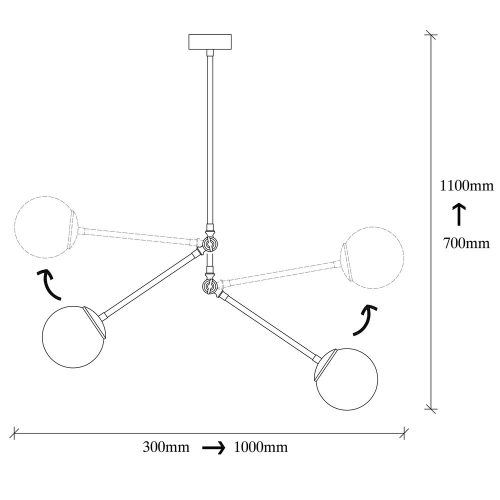 Elegant modern chandelier, gold-white, 100 x 15 cm | Metal body, glass cap, height: 110 cm | 2 x E27 sockets, IP20 | Perfect for Glam & Scandinavian decor, set up instructions included