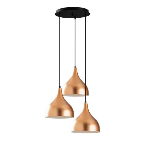 Modern chandelier with adjustable height, copper and black finish, 47 x 16 cm | 3 x E27 Max 40W, IP20 | Elegant Scandinavian design for home and office, perfect for charming spaces