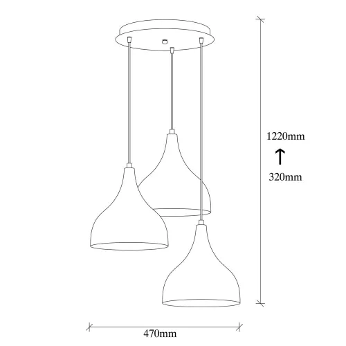 Modern chandelier with adjustable height, copper and black finish, 47 x 16 cm | 3 x E27 Max 40W, IP20 | Elegant Scandinavian design for home and office, perfect for charming spaces