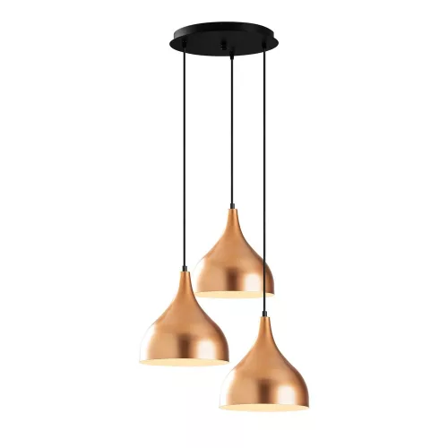 Modern chandelier with adjustable height, copper and black finish, 47 x 16 cm | 3 x E27 Max 40W, IP20 | Elegant Scandinavian design for home and office, perfect for charming spaces
