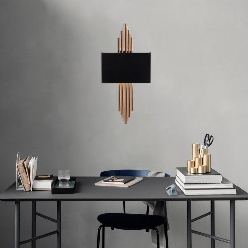 Modern Black Wall Lamp, MDF Body, 60 x 12 x 33 cm, E27 Socket (Max 40W), IP20, Pluggable, Laser-Cut Design, Stylish & Functional Lighting for Any Space