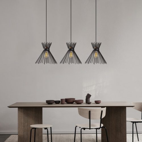Modern Black Wall Lamp, MDF Body, 60 x 12 x 33 cm, E27 Socket (Max 40W), IP20, Pluggable, Laser-Cut Design, Stylish & Functional Lighting for Any Space