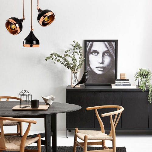Modern Black Wall Lamp, MDF Body, 60 x 12 x 33 cm, E27 Socket (Max 40W), IP20, Pluggable, Laser-Cut Design, Stylish & Functional Lighting for Any Space