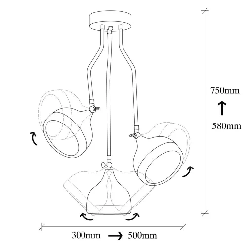 Modern chandelier with metal body, black and copper, 50 x 50 cm, adjustable height (75 cm) | 3 x E27 Max 40W | Stylish Scandinavian design, with installation instructions, IP20 rating