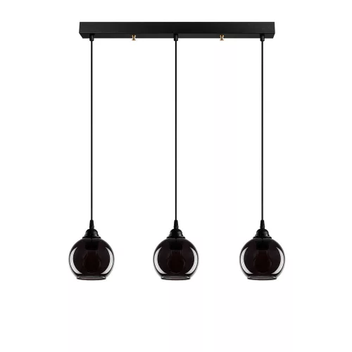 Industrial Scandinavian chandelier, smoke color, 65 x 65 cm, height 114 cm | Metal housing, glass cap, adjustable height, 3 x E27 Max 40W | Perfect for nostalgic home decor and modern spaces