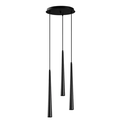 Modern black chandelier, diameter 33 cm, height 135 cm | Metal housing, adjustable height, with 3 x E14 LED bulbs, IP20 | Perfect for industrial and Scandinavian decor, easy setup guide