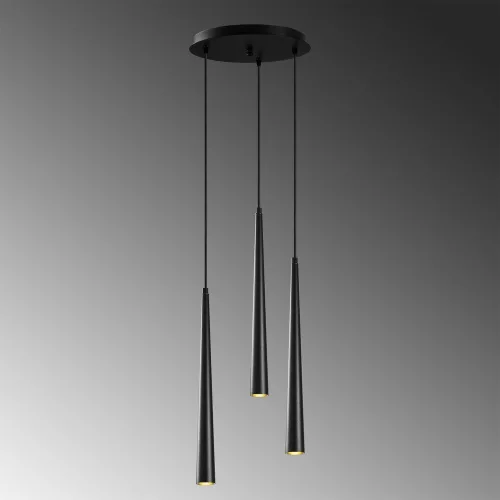 Modern black chandelier, diameter 33 cm, height 135 cm | Metal housing, adjustable height, with 3 x E14 LED bulbs, IP20 | Perfect for industrial and Scandinavian decor, easy setup guide