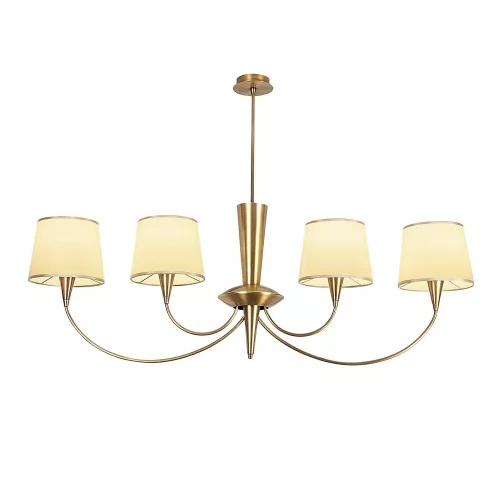 Antique Glam chandelier, Metal body, 118 x 20 cm, Height: 83 cm | 4 x E27 Max 40W, Elegant design, with setting guide | Perfect for living rooms, dining rooms and modern rooms, IP20 rating