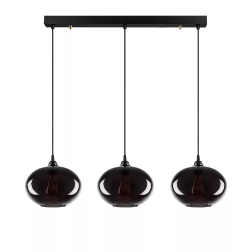 Industrial-Scandinavian chandelier, smoke color, 97 x 97 cm, Height: 120 cm | Metal housing, glass cap, adjustable height, 3 x E27 Max 40W | Perfect for nostalgic home decor and modern spaces