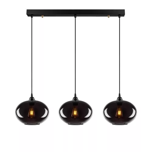 Industrial-Scandinavian chandelier, smoke color, 97 x 97 cm, Height: 120 cm | Metal housing, glass cap, adjustable height, 3 x E27 Max 40W | Perfect for nostalgic home decor and modern spaces