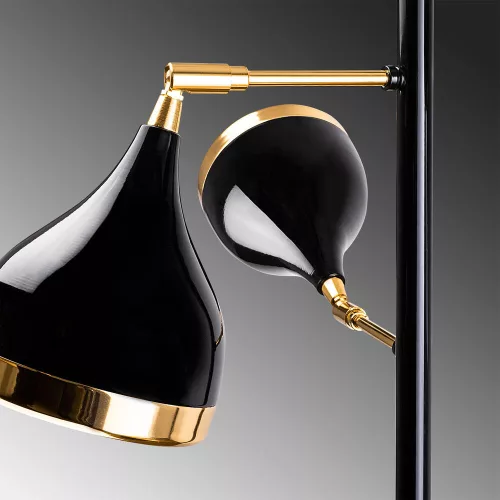 Modern floor lamp with metal housing, black and gold, 163 cm high, 52 cm diameter | 3 x E27 sockets, 40W Max | Stylish Scandinavian design for home and office, elegant and functional lighting solution