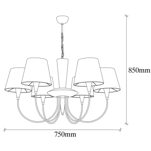Elegant antique chandelier, metal body, diameter 75 cm, height 85 cm | 6 x E27 Max 40W | Contains setup instructions | Charming design for modern living spaces, IP20 rating, perfect for any room