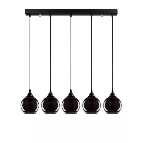Industrial-Scandinavian chandelier, smoke color, 85 x 85 cm, height 114 cm | Metal housing, adjustable height, 5 x E27 sockets (max. 40W) | Stylish nostalgic lighting for modern spaces, bulb not included