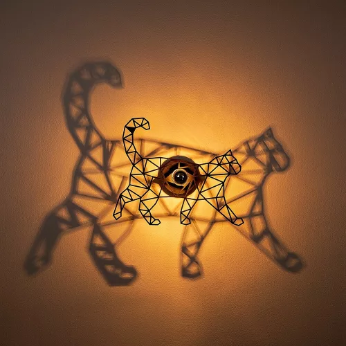 Modern black wall lamp, MDF housing with metal cap, 37 x 12 x 46 cm | E27 socket (max. 40 W), IP20 | Versatile design for kids and nature themes, easy to connect, protective packaging, temporary wood scent