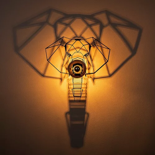 Modern black wall lamp, MDF housing with metal cap, 45 x 12 x 45 cm | E27 socket (max. 40 W), IP20 | Connectable and pluggable, stylish design for home furnishing | Protected packaging, laser cut surface