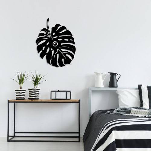 Modern black wall lamp, MDF housing with metal cap, 45 x 12 x 55 cm | E27 socket (max. 40 W), IP20 | Connectable and connectable, elegant floral design | Protected packaging, temporary wood burning smell