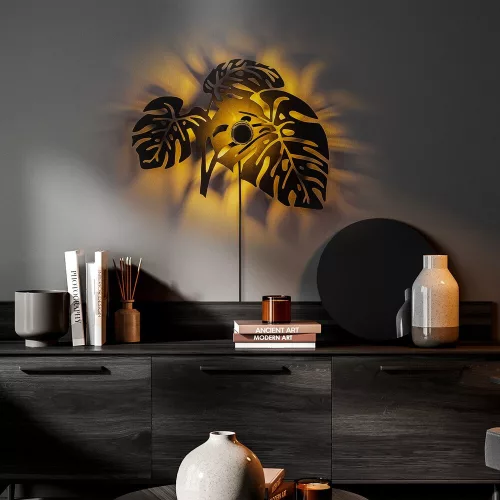 Stylish black wall lamp, 51 x 47 x 9 cm | 100% metal, 40 W, IP20 | 200 cm cable with on/off switch | Versatile lighting for modern interior design, living room, bedroom and office spaces